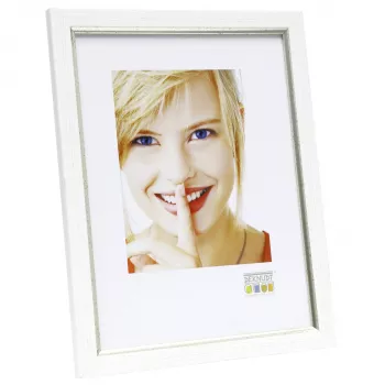 Deknudt S46AF1 Vienvietīgs Foto Rāmis 13x18 cm Sudraba MDF Plastmasa Balts Passe-Partout