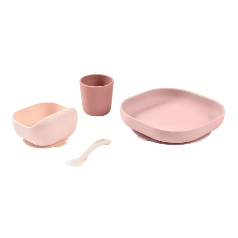 Beaba Baby Meal Set Pink Silicone