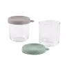 BEABA Stikla burciņu komplekts ar vāciņiem 2 x 250 ml Sage Green/Gazelle