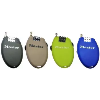 Master Lock 4603EURD kombinācijas troses slēdzene ar ievelkamu trosi, melna