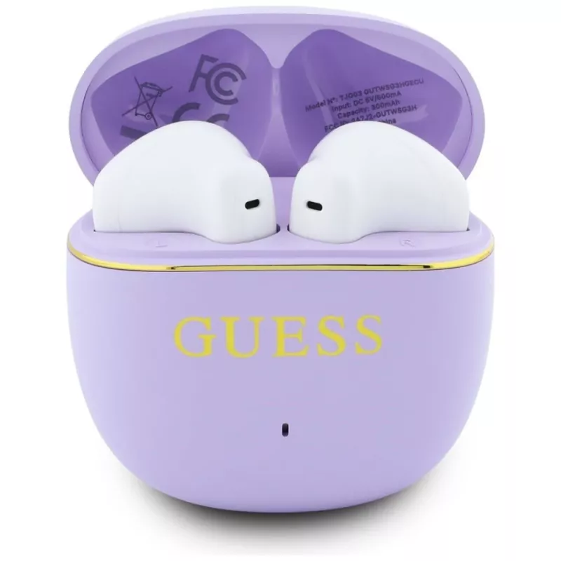 GUESS Glossy Gold Line Classic TWS Earbuds - Purple
