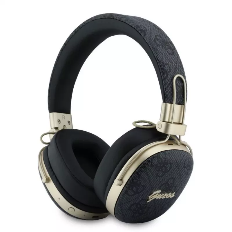 Guess Over-Ear Bluetooth austiņas ar ENC, Metal 4G Script Logo, Melnas
