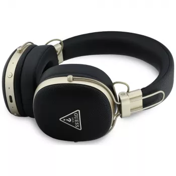 Guess Over-Ear Bluetooth austiņas ar ENC, metāla graudaina trijstūra logo, melnas