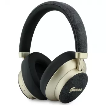 Guess GUE005456 Bluetooth Over-Ear Headphones with ENC, 4G Gold Script Metal, Black