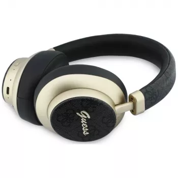 Guess GUE005456 Bluetooth Over-Ear Headphones with ENC, 4G Gold Script Metal, Black