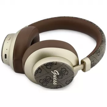 Guess GUE005457 Over-Ear Bluetooth austiņas ar ENC, brūnas, zelta metāla dizains