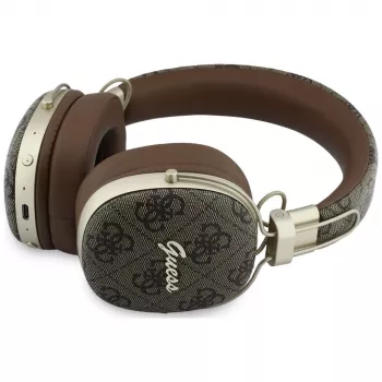 Guess GUE005462 Bluetooth austiņas ar ENC, metāla dizains, 4G Script Logo, brūnas