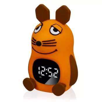 DieMaus Alarm Clock for Kids with Night Light - Analog Quartz, Warm White Night Light, Multi-Color (Blue/Orange)