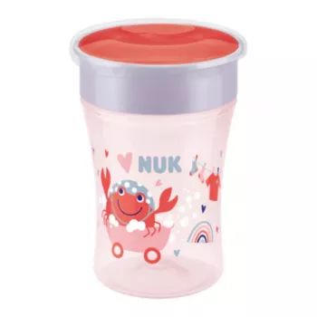 NUK Magic Cup 230 ml sarkans 360° dzeramā mala mācību krūze mazuļiem no 8 mēnešiem, hermētiska, bez BPA, piemērota trauku mazgājamai mašīnai