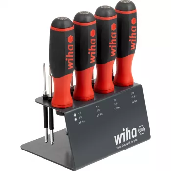 WIHA SoftFinish Skrūvgriezis ar Uzgali Turētāju 1/4 inch (Melns/Sarkans, ar Ratiņfunkciju)