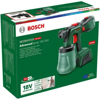 Bosch AdvancedSpray 18V-500 bezvadu krāsas smidzinātājs (bez akumulatora, zaļš, POWER FOR ALL ALLIANCE)