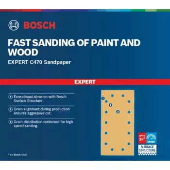 Bosch Expert C470 slīpēšanas lapa, 115 x 230 mm, grauds K240 (50 gab., orbitālajiem slīpmašīnām)