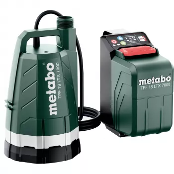 Metabo TPF 18 LTX 7000 Bezvadu Zemūdens Sūknis 7000 l/h 9 m Augstums 18 V IPX8 (Melns/Zaļš, Bez Akumulatora un Lādētāja)