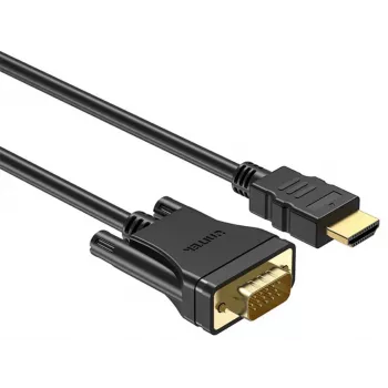 UNITEK HDMI to VGA kabelis, Full HD 1080p, 60Hz, 2m, Melns