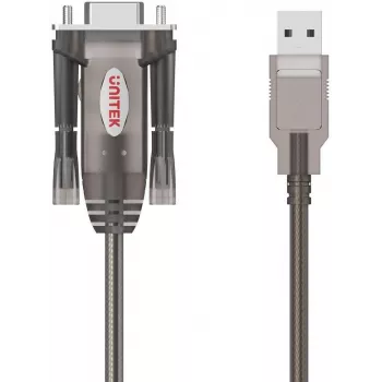 UNITEK USB-A uz RS232 seriālais pārveidotāja kabelis, DB9 vīriešu, 1.5m, melns