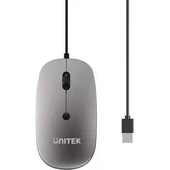 UNITEK SlimTrack 1600DPI Vadu optiskā pele, Melna