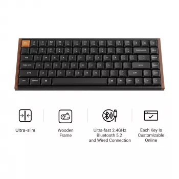 Keychron K3M-F1 75% Low-Profile Mechanical Keyboard, Gateron Red Switch, RGB Hot-Swap, Bluetooth 5.1 & USB-C, Black