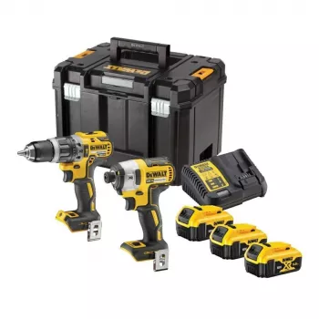 DEWALT 18V XR Brushless Combi Drill & Impact Driver Twin Pack DCK266P3T ar 3x 5.0Ah Akumulatoriem, Lādētāju un TSTAK Kasti