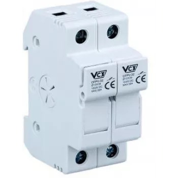 VCX CF PV32 2P 2-Pole Fuse Base 32A 1000V DC for 10x38mm Fuse, DIN Rail Mount, Screw Terminal, Photovoltaic
