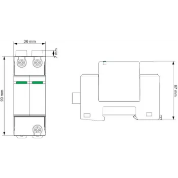 VCX DC C2P 1000V PV30 Pārsprieguma aizsardzības ierīce 2. tips 2P 1000V DC fotoelementu sistēmām