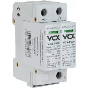 VCX DC C2P 1000V PV30 Pārsprieguma aizsardzības ierīce 2. tips 2P 1000V DC fotoelementu sistēmām