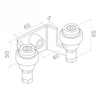PSG 60.023 60mm augšējais slīdošo vārtu kronšteins (2 rullīši)