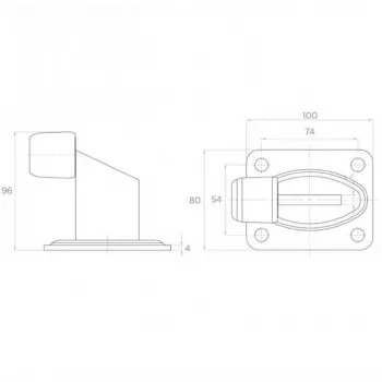 PSG 60.038 Vārtu buferis - EPDM gumija, melns, 60x38mm