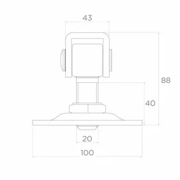 PSG 61.019 Regulējama metināma eņģe ar montāžas plāksni 100x100x4mm - M20 vītne