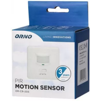 ORNO OR-CR-205 PIR kustības sensors, 360°, 6m, 230V, balts, griestu montāžai