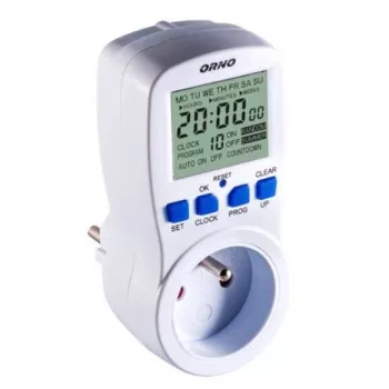 ORNO OR-PRE-409 Digitālais nedēļas programmējamais taimeris, 230V, 16A, 10 programmas, LCD displejs, atpakaļskaitīšana