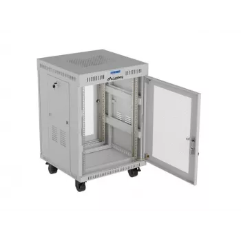 Lanberg FF01-6615-23SL Brīvi stāvošs 19 collu skapis 15U 600x600 Pelēks ar perforētām durvīm un LCD