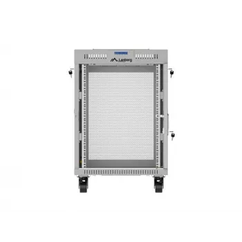 Lanberg FF01-6615-23SL Brīvi stāvošs 19 collu skapis 15U 600x600 Pelēks ar perforētām durvīm un LCD