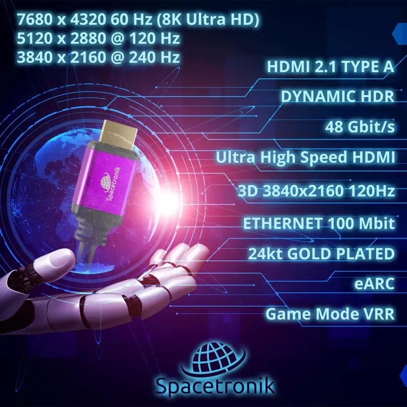 SPACETRONIK HDMI 2.1 8K kabelis 1.5m SH-SPR015