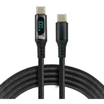 USB-C to USB-C kabelis 2m 100W LCD jaudas displejs everActive CBB-2PD5L