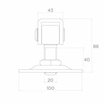 PSG Adjustable Weld-on Hinge 61.019.01 ar Montāžas Plāksni 100x100x4mm - M20 Vītne (Cinkota Acs)