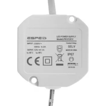 ESPE LP-1212-211 12V 1A 12W IP67 barošanas bloks 5.5/2.1mm