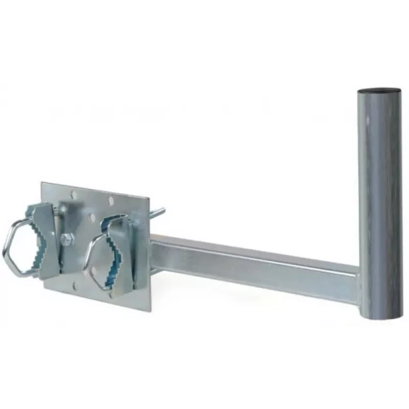 CORAB UBU-38/450-H Universāls balkona stiprinājums satelīta, zemes un LTE antenām, 38 mm masta diametrs, 450 mm nobīde, karsti cinkots tērauds, metāliski pelēks