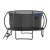 MERACH MR-2429B2 Trampolīns, 3,6 m (12 pēdas) ar drošības tīklu un kāpnēm, Melns/Zils