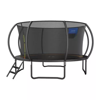 MERACH MR-2429B2 Trampolīns, 3,6 m (12 pēdas) ar drošības tīklu un kāpnēm, Melns/Zils