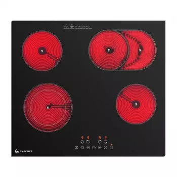 AMZCHEF CE-T-72CB4xyP200-LBHA 4-Burner Keramikas Plīts, Skārienvadība, 6500W, Melna