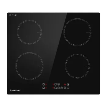 AMZCHEF CE-T-74IB4xyzf-CS 4-Zonu Indukcijas Plīts 7400W Iebūvējama ar Booster, Taimeri, Bērnu Bloķētāju