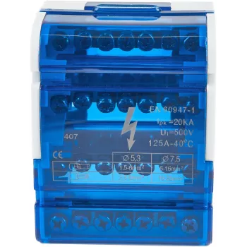 VCX BLK 47 4-Pole Distribution Block 7 Holes 125A 690V Grey