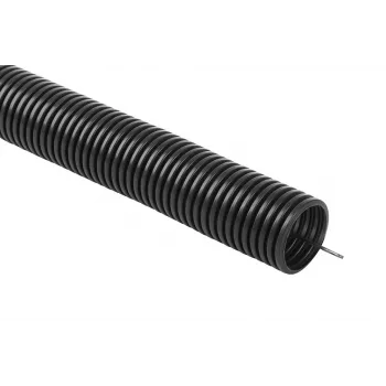 OLLO Elastīgā gofrētā PVC UV 320N elektroinstalācijas caurule ar vadu 50/43 mm, 25 m, melna