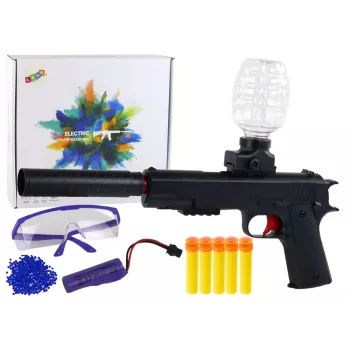 LEAN TOYS Electric Water Bullet Gun with Arrows and Safety Glasses, Black