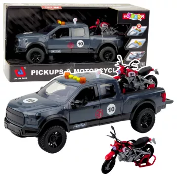 LEAN TOYS Pickup Truck With Engine Lights Sounds Gray 1:12