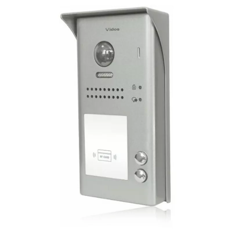 VIDOS DUO S1102A 2-Family Video Door Station, Stainless Steel, Full HD, 2-Wire, Black