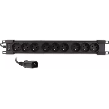 Getfort GF-9R30/IEC 1U 19-inch Rack PDU ar 9x IEC C13 kontaktligzdām, 16A, 3m kabelis, melns