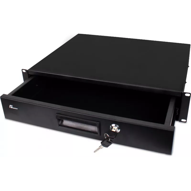 GETFORT GF-2U-drawer 2U Rack Drawer - 19-inch Steel, Black, Lockable, 25kg Capacity