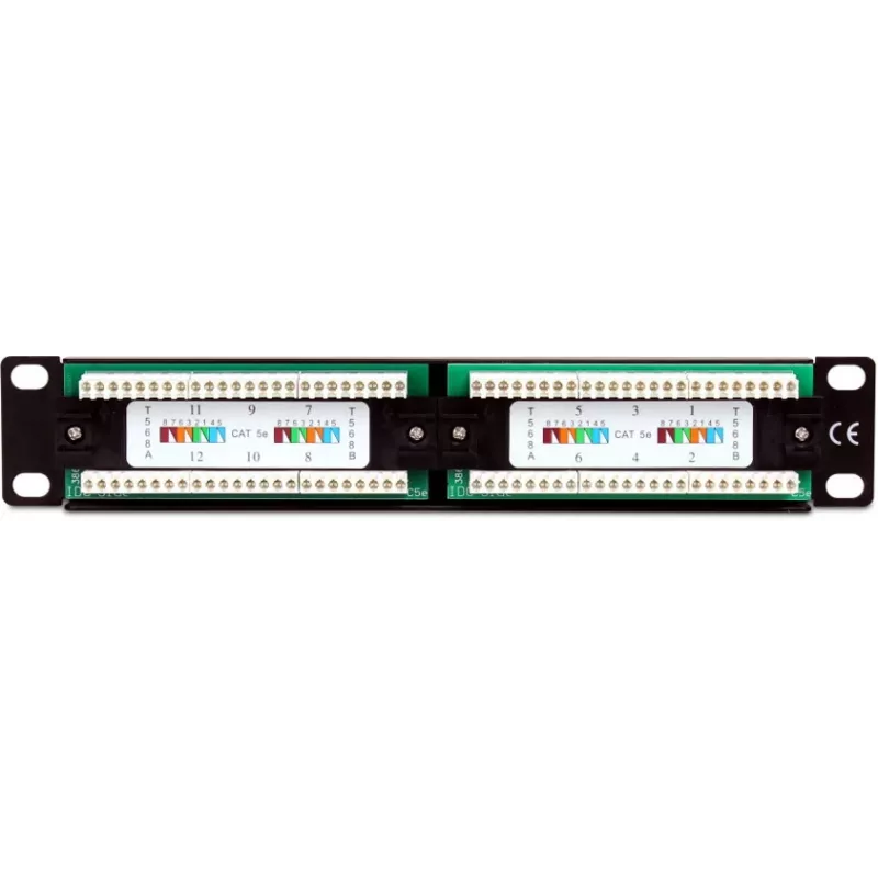 Getfort PGF-5EUTP12-B4 12-Port Cat5e UTP Patch Panel 10 inch 1U Black