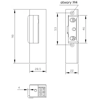 ELEKTRA-PLUS R3-12.40P Labā roka Fail-Secure elektriskā atslēga ar atmiņu, 12V AC/DC, 3000N turēšanas spēks
